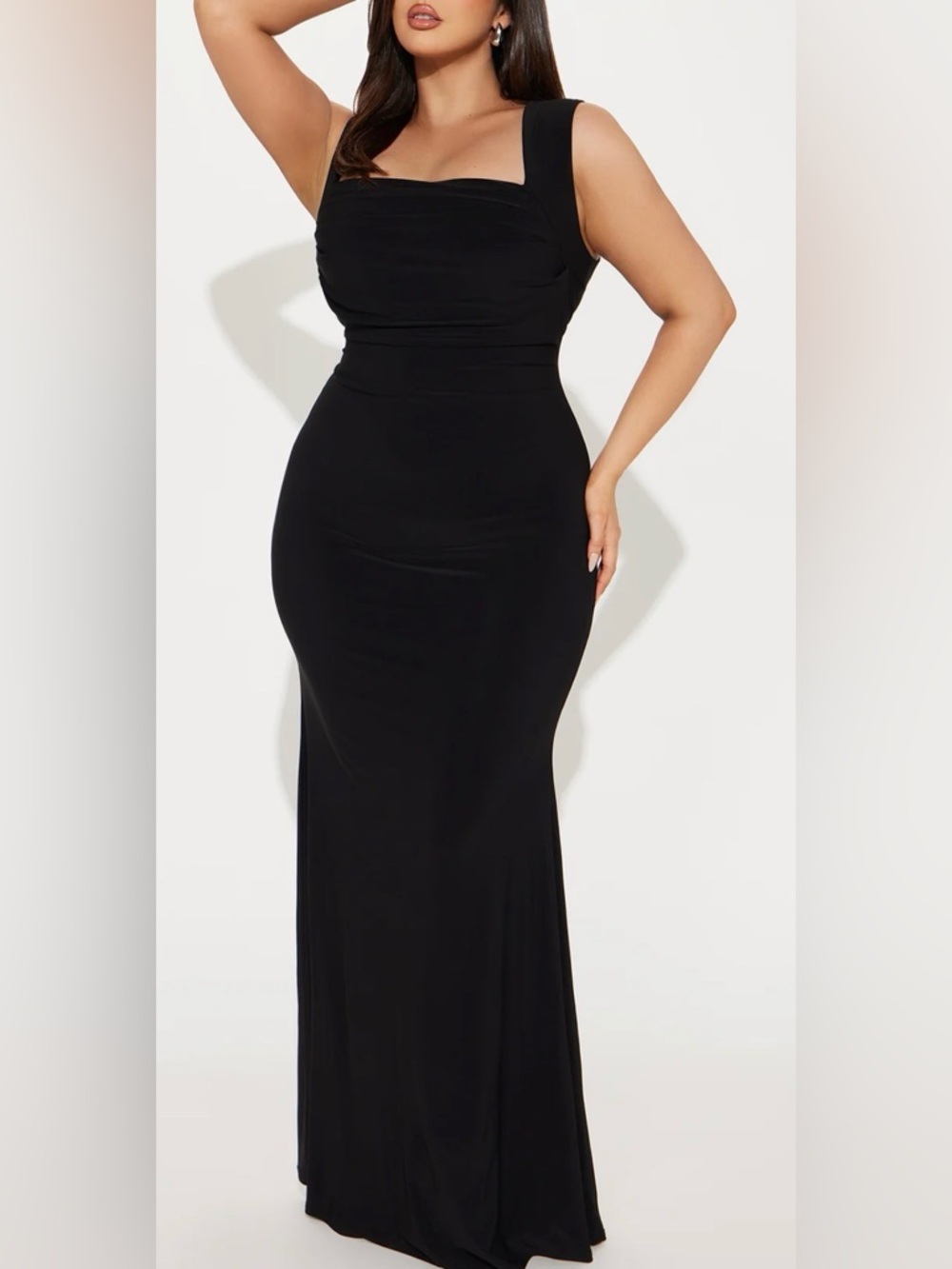 Elegant Black Maxi Dress with Square Neckline